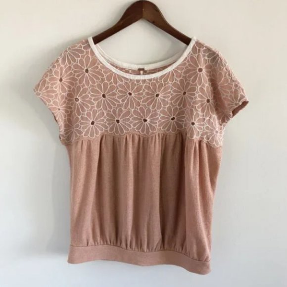 Free People Tops - Free People Georgia Bubble Top Floral Eyelet Embroidered - L